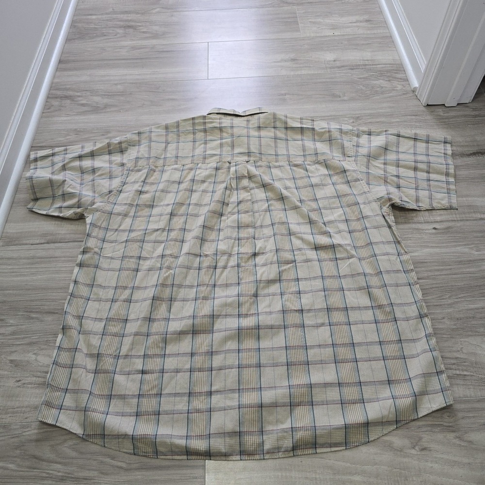GANT Foxhunt Plaid Short Sleeve Button Front Shirt Men's XXL Tall Brown Green - Picture 8 of 10